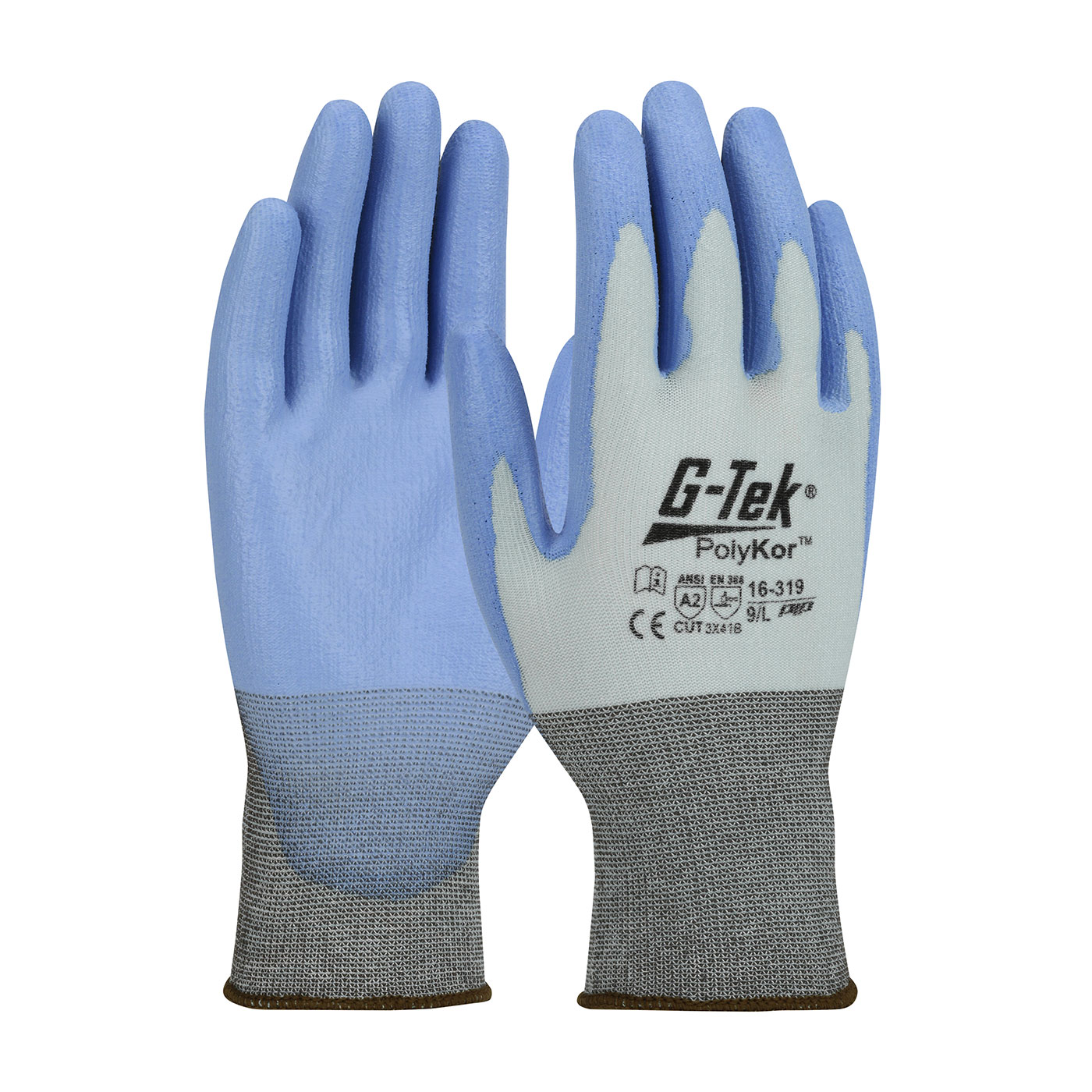 Gant de travail tricoté sans couture, PIP PolyKor X7 16-319, bleu, taille 10