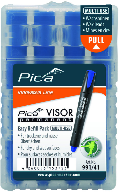 Mines pour marqueur à mine, Pica VISOR, bleu, étui de 4
