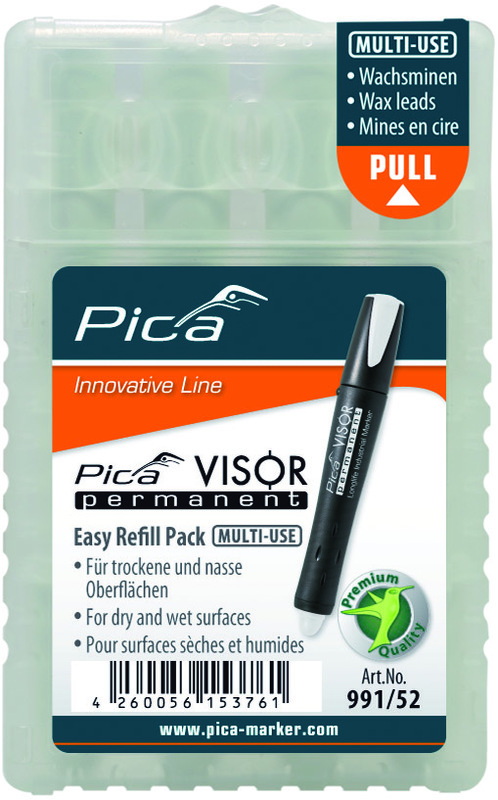 Stiften voor stiftmarker, Pica VISOR, wit, etui van 4